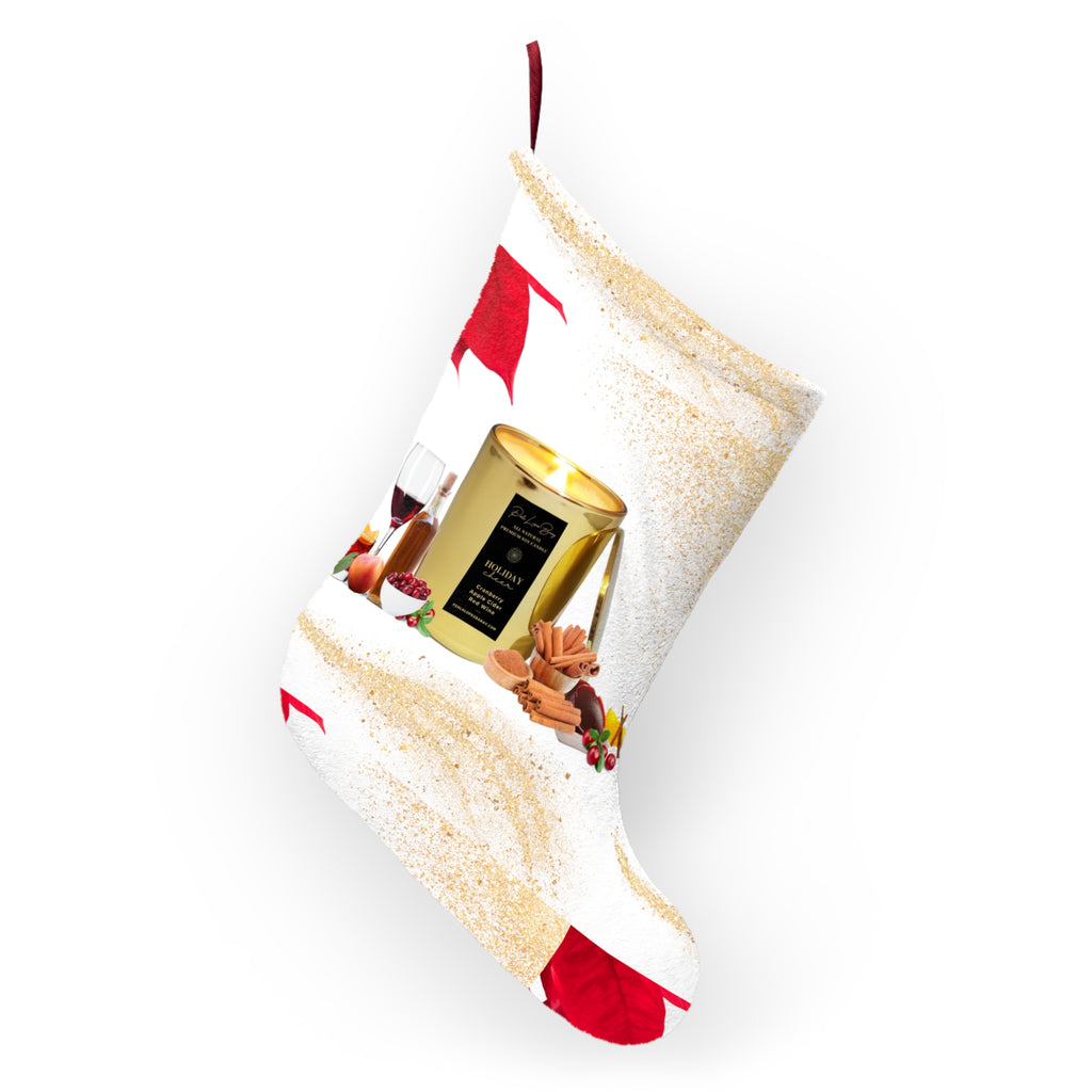 Christmas Stocking with Wine and Candle Holiday Gift Design