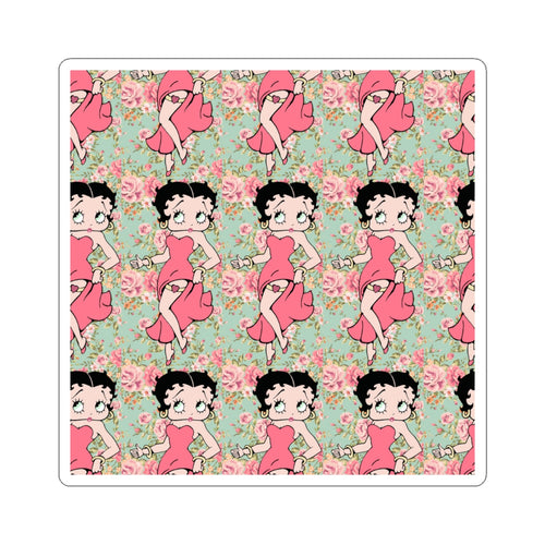 Betty Boop Floral Pattern Kiss-Cut Sticker — Retro Pin-Up Laptop Decal