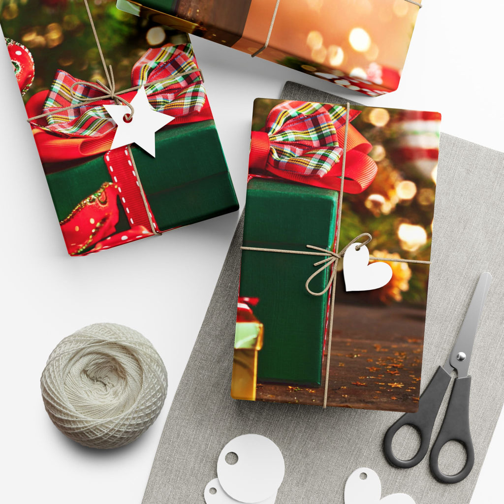 Christmas Gift Wrap Paper — Festive Presents & Bokeh Lights Holiday Wrapping