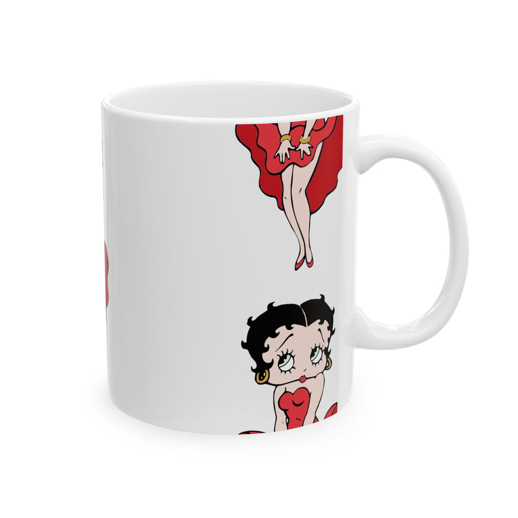 Betty Boop Red Dress Ceramic Mug — Retro Cartoon Coffee Cup (11oz & 15oz)