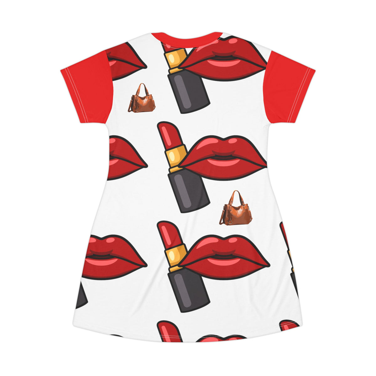 Red Lips and Lipstick T-Shirt Dress