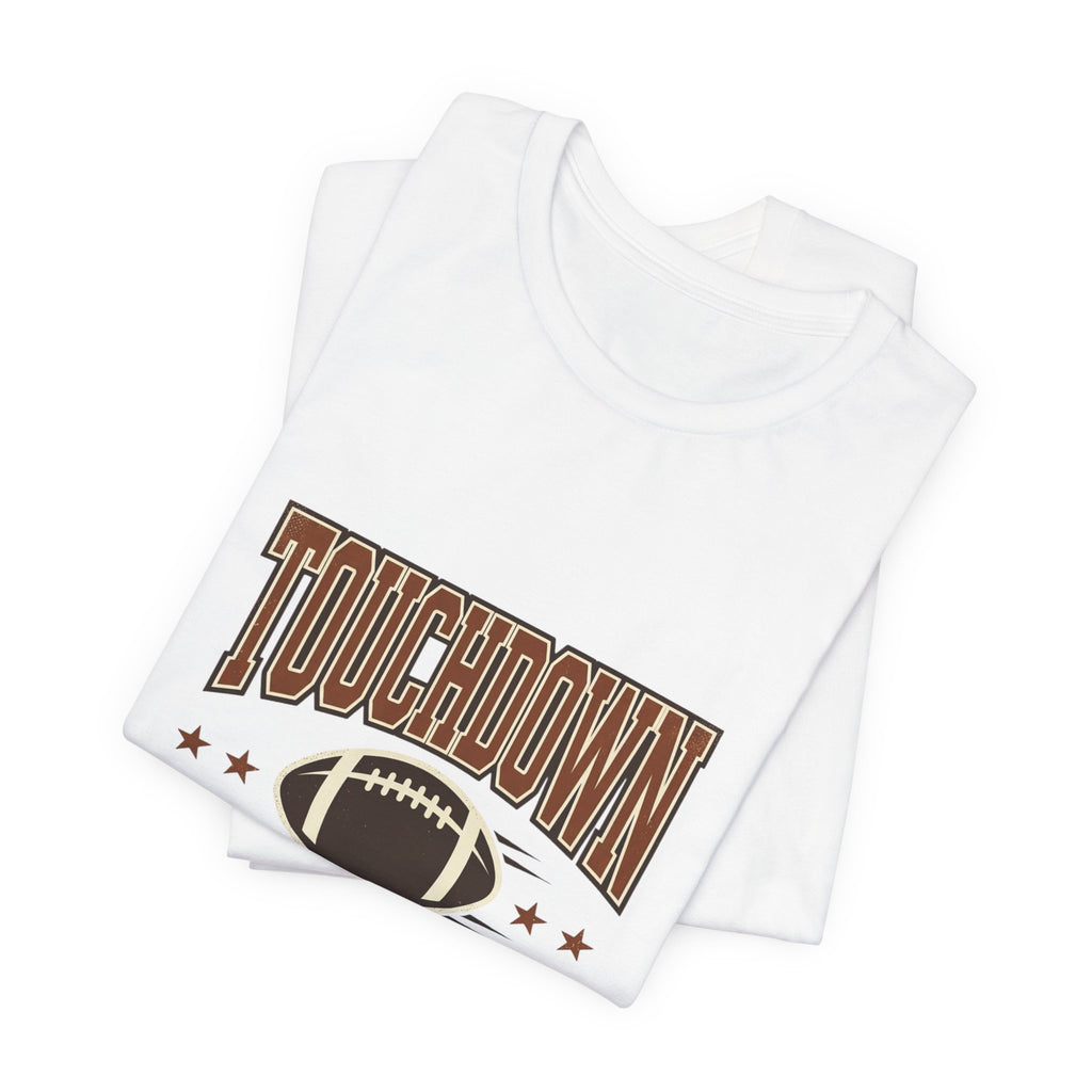 Touchdown Is Here T-Shirt | Football Season Retro Helmet & Script