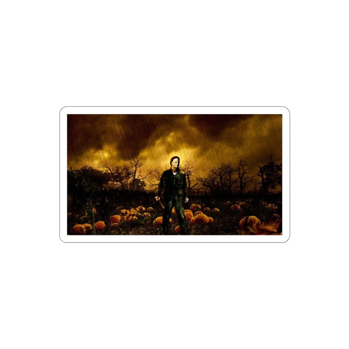 Horror Pumpkin Field Sticker — Michael Myers Halloween Kiss-Cut Decal