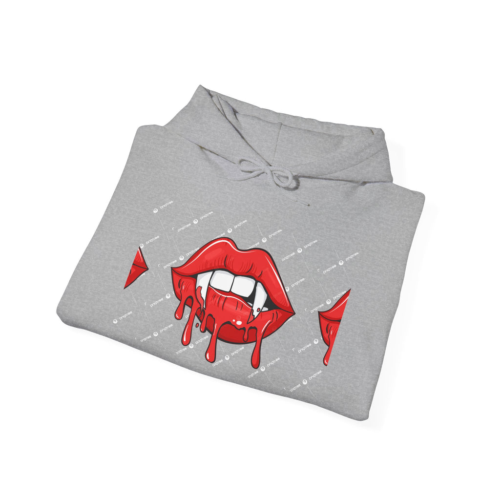 Dripping Red Lips Hoodie — Vampire Bite Graphic Pullover