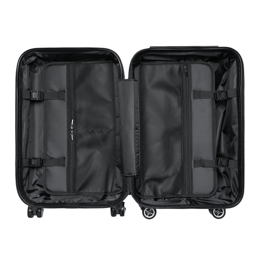 Vintage Map & Backpack Print Suitcase — Retro Travel Luggage