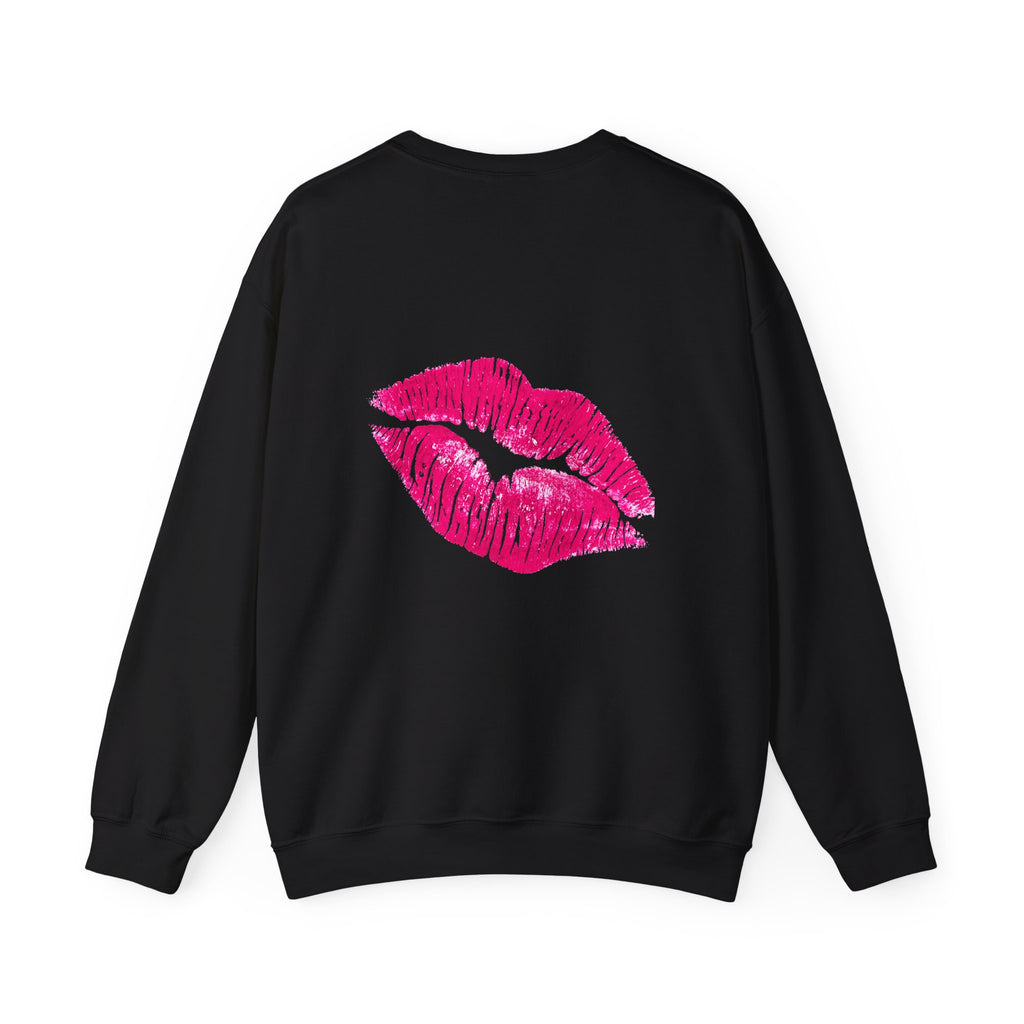 Kiss Face Crewneck Sweatshirt – Cute Big Eyes & Pink Lip Print