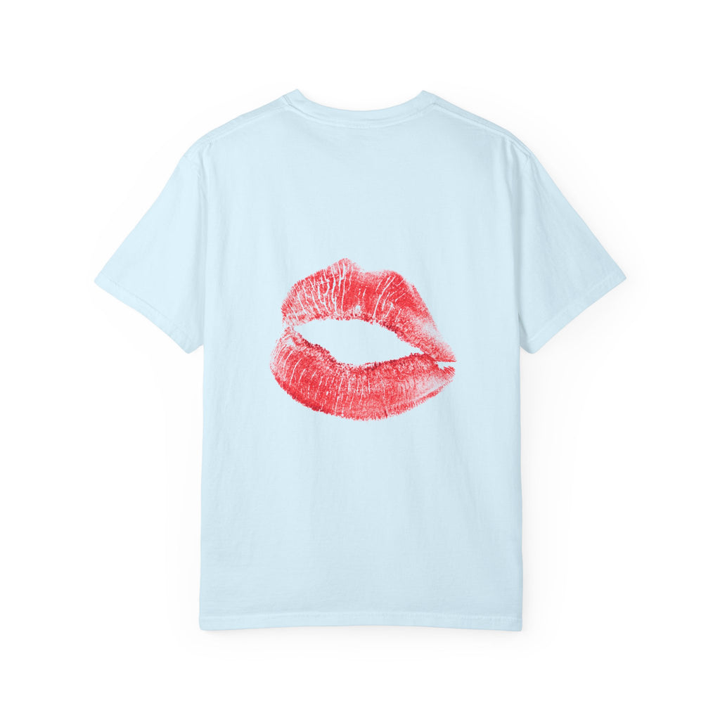 Kiss Face T-Shirt — Playful Lip Print Tee with Flirty Eyes