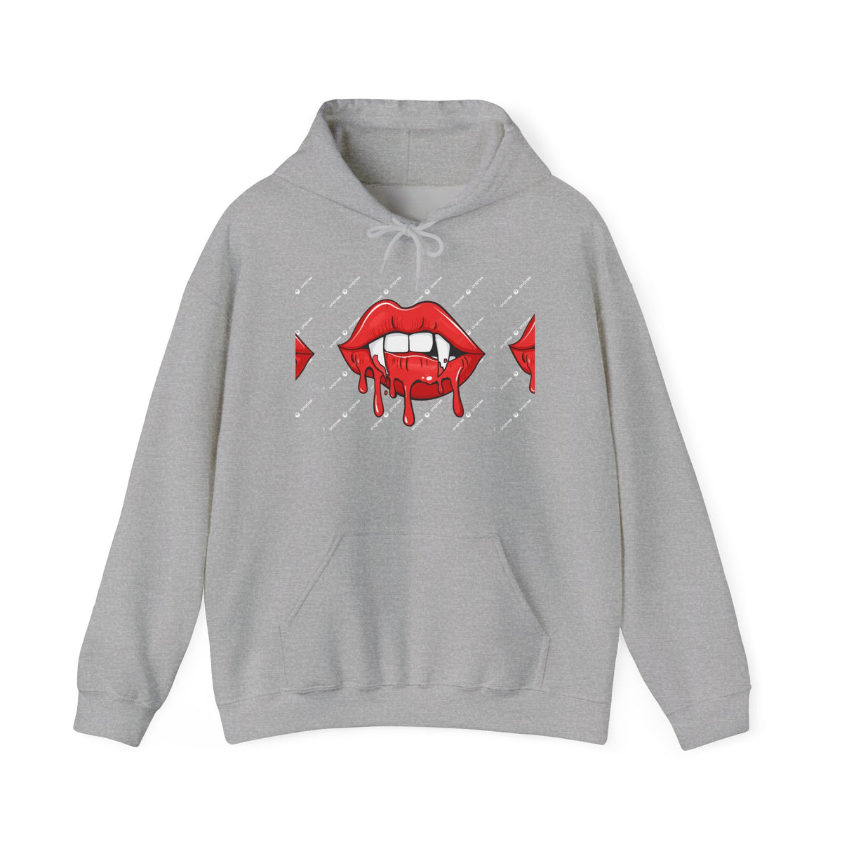 Dripping Red Lips Hoodie — Vampire Bite Graphic Pullover