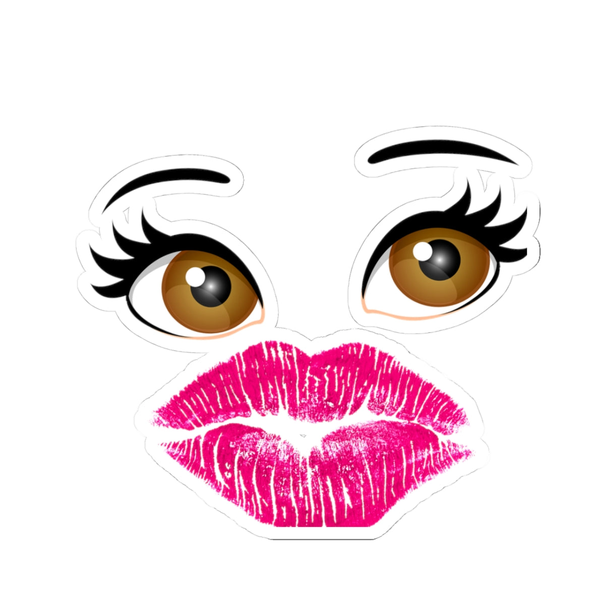 Kiss Mark & Eyes Kiss-Cut Sticker — Cute Lip Print Laptop Decal