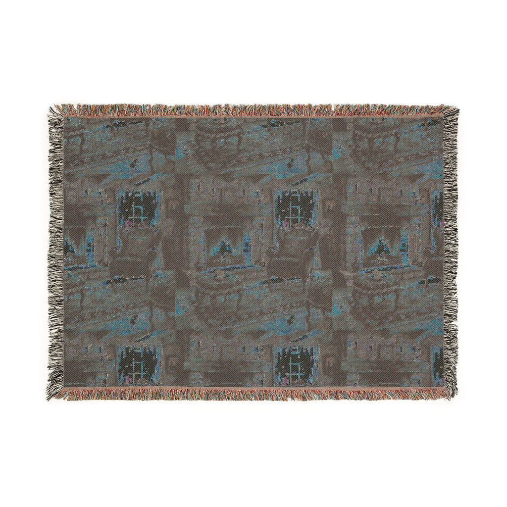 Monogram Woven Throw Blanket — Abstract Vintage Pattern, Personalized Initial "A"