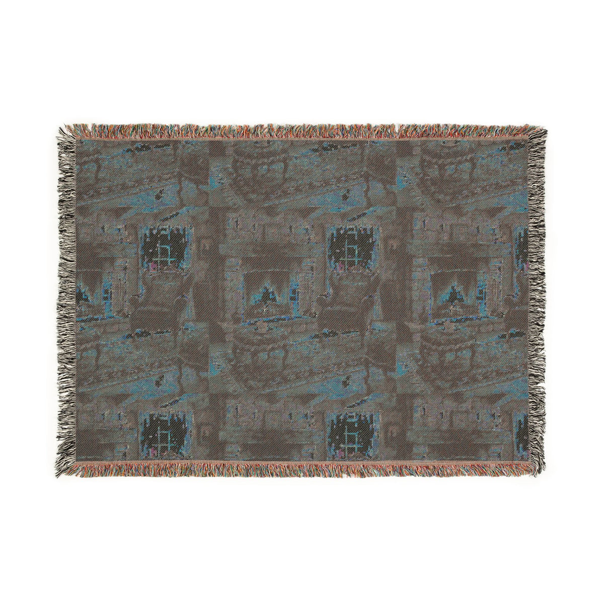 Monogram Woven Throw Blanket — Abstract Vintage Pattern, Personalized Initial "A"