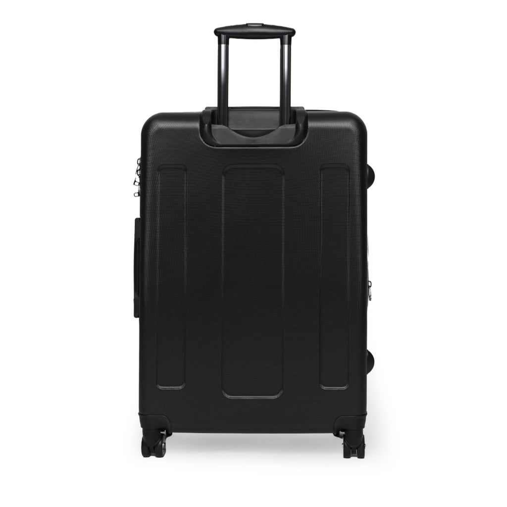Vintage Map & Backpack Print Suitcase — Retro Travel Luggage