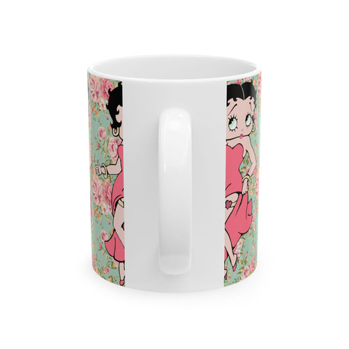 Betty Boop Floral Ceramic Mug — Retro Pin-Up Coffee Cup (11oz & 15oz)