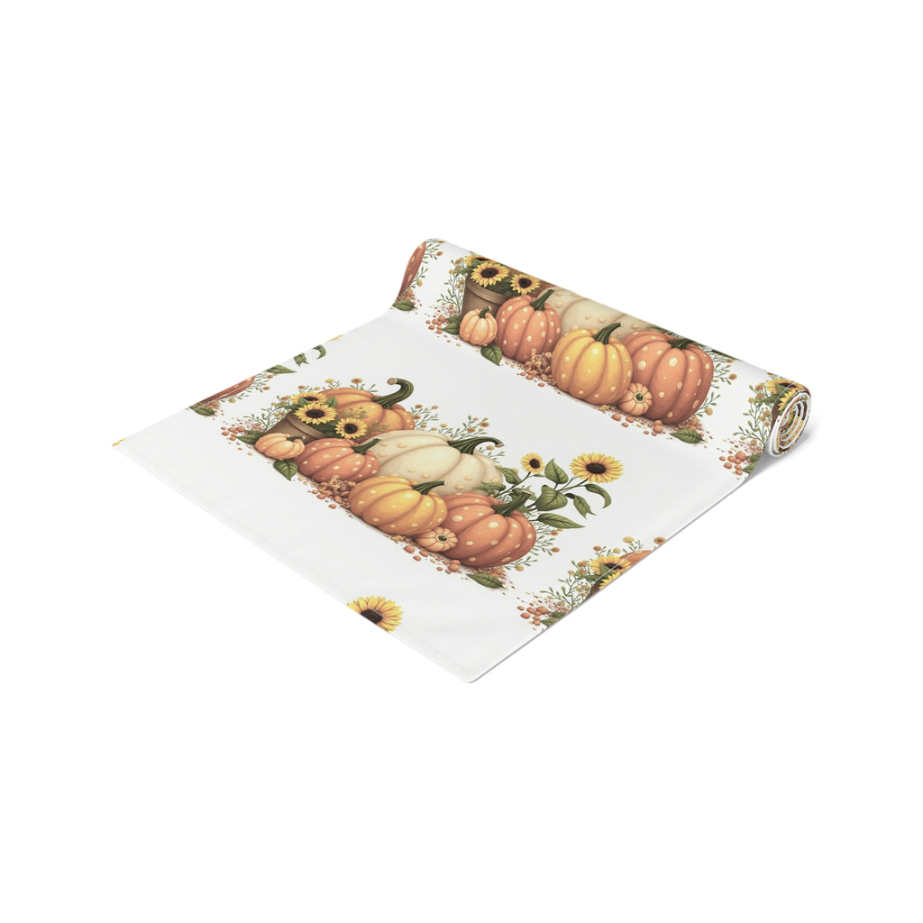Nautical Lighthouse Cotton-Poly Table Runner — Coastal Blue Harbor Pattern