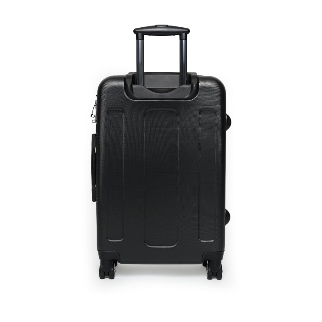 Vintage Map & Backpack Print Suitcase — Retro Travel Luggage