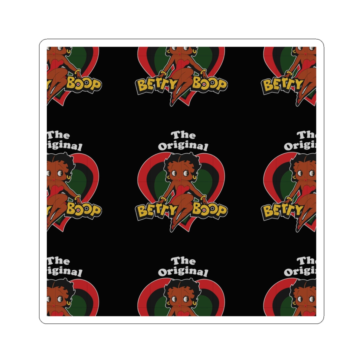 Betty Boop 'The Original' Heart Pattern Kiss-Cut Sticker — Retro Cartoon Laptop Decal