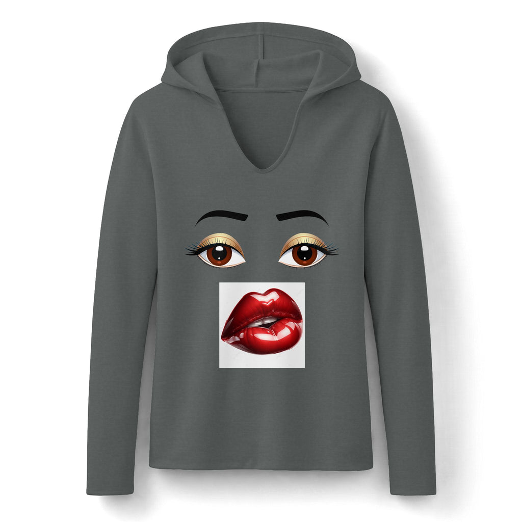 Women's Lipstick Kiss Hoodie — Fashion Graphic Long Sleeve Hooded Top