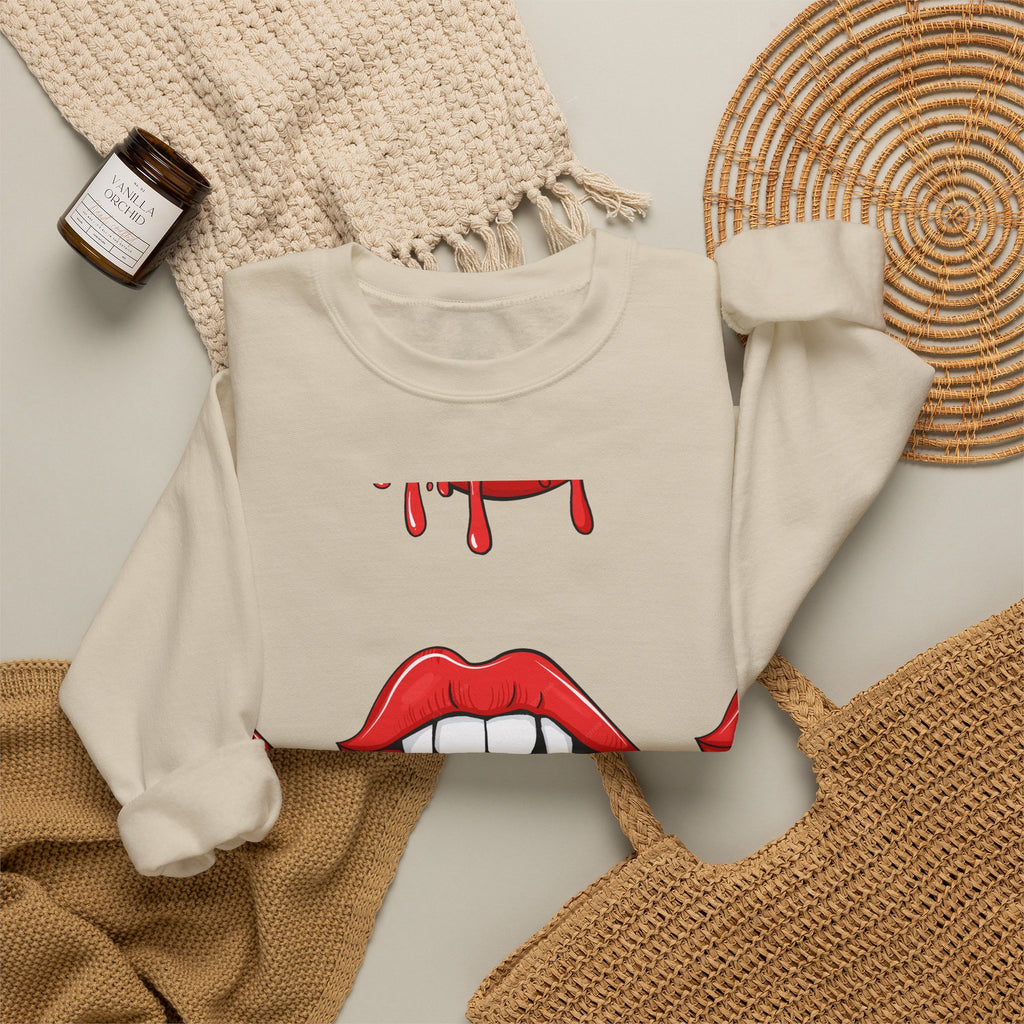 Bloody Lips Graphic Crewneck Sweatshirt