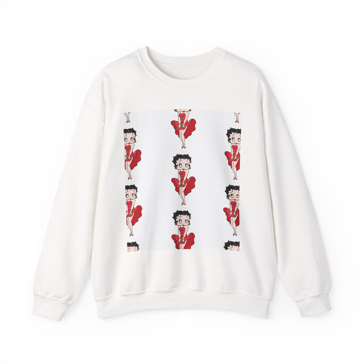 Crewneck Sweatshirt — Retro Betty Boop Patterned Graphic