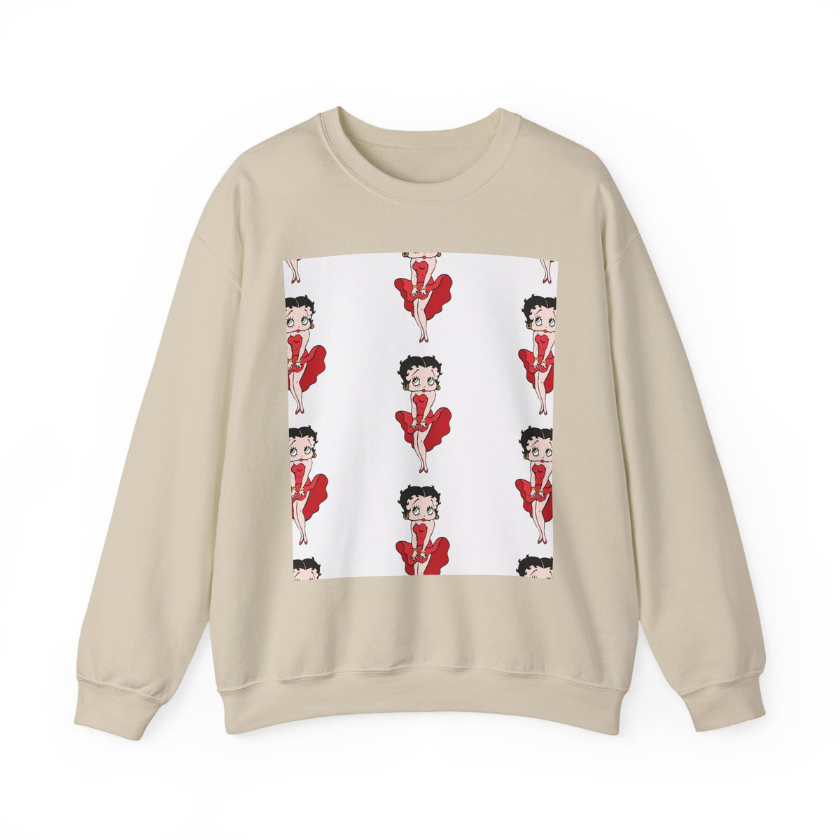 Crewneck Sweatshirt — Retro Betty Boop Patterned Graphic