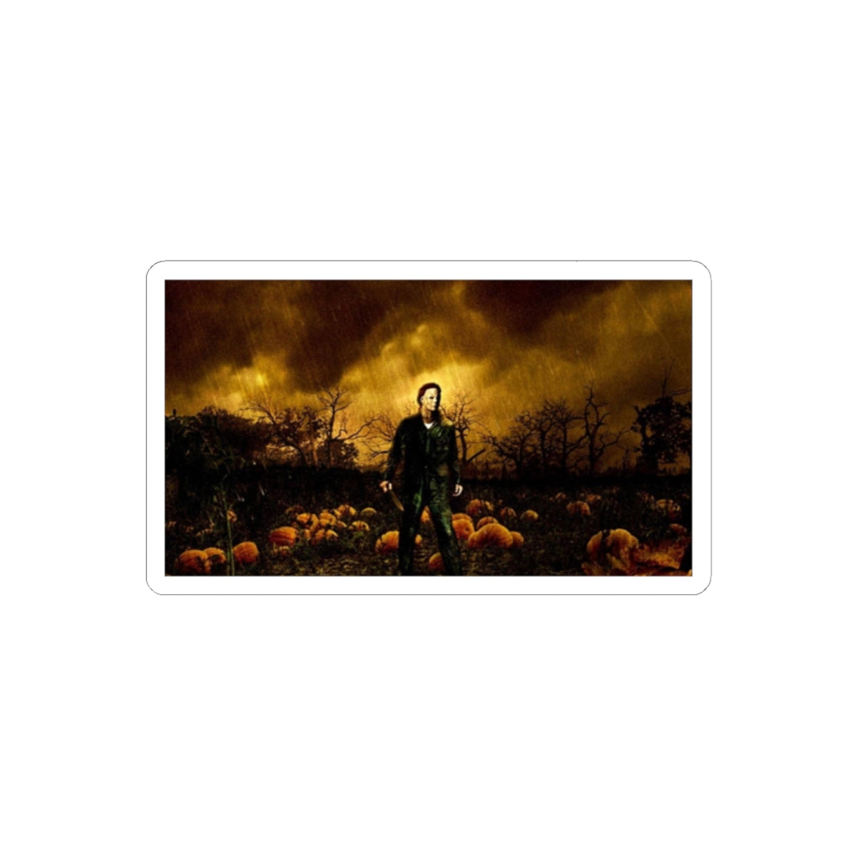 Horror Pumpkin Field Sticker — Michael Myers Halloween Kiss-Cut Decal