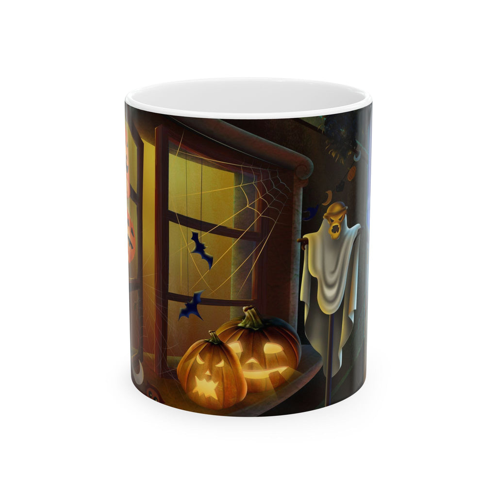 Halloween Ceramic Mug – Spooky Night Pumpkin & Ghost Coffee Cup (11oz/15oz)