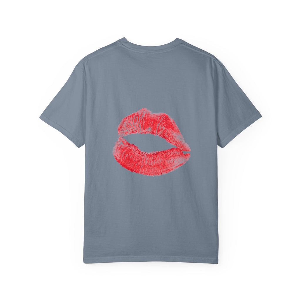 Kiss Face T-Shirt — Playful Lip Print Tee with Flirty Eyes