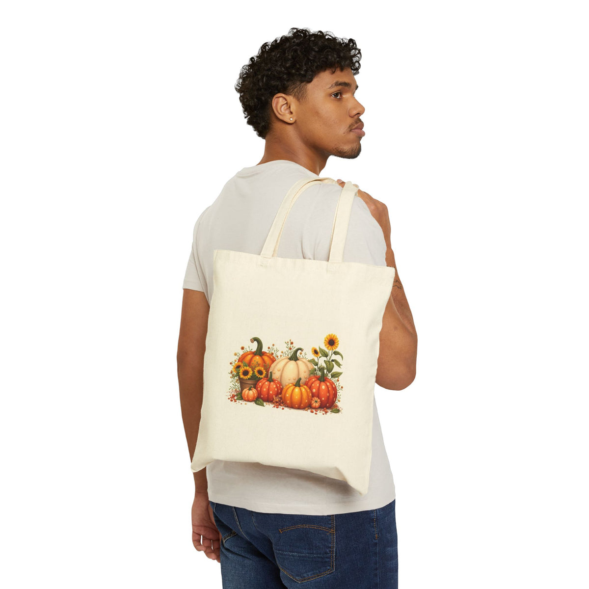 Autumn Leaves Canvas Tote — Fall Leaf Print Cotton Bag