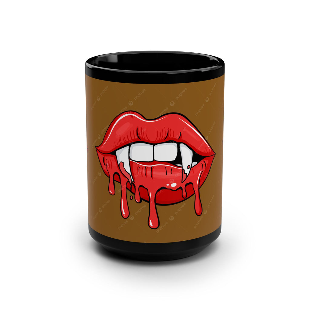 Vampire Bite Dripping Lips 15oz Black Coffee Mug