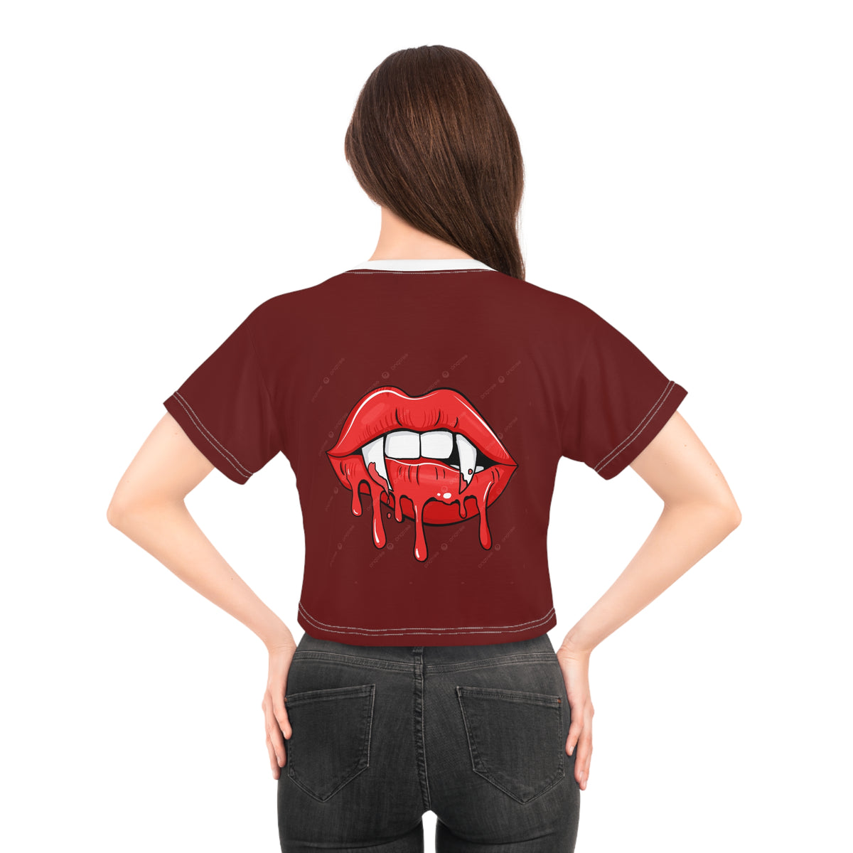 Vampire Drip Crop Tee — Bloody Lips Graphic Crop Top
