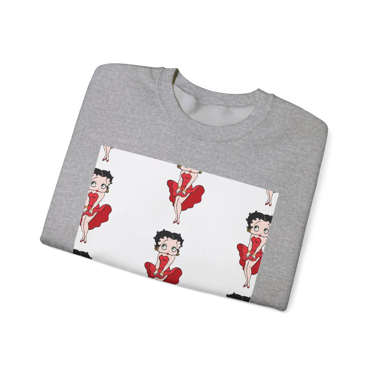 Crewneck Sweatshirt — Retro Betty Boop Patterned Graphic
