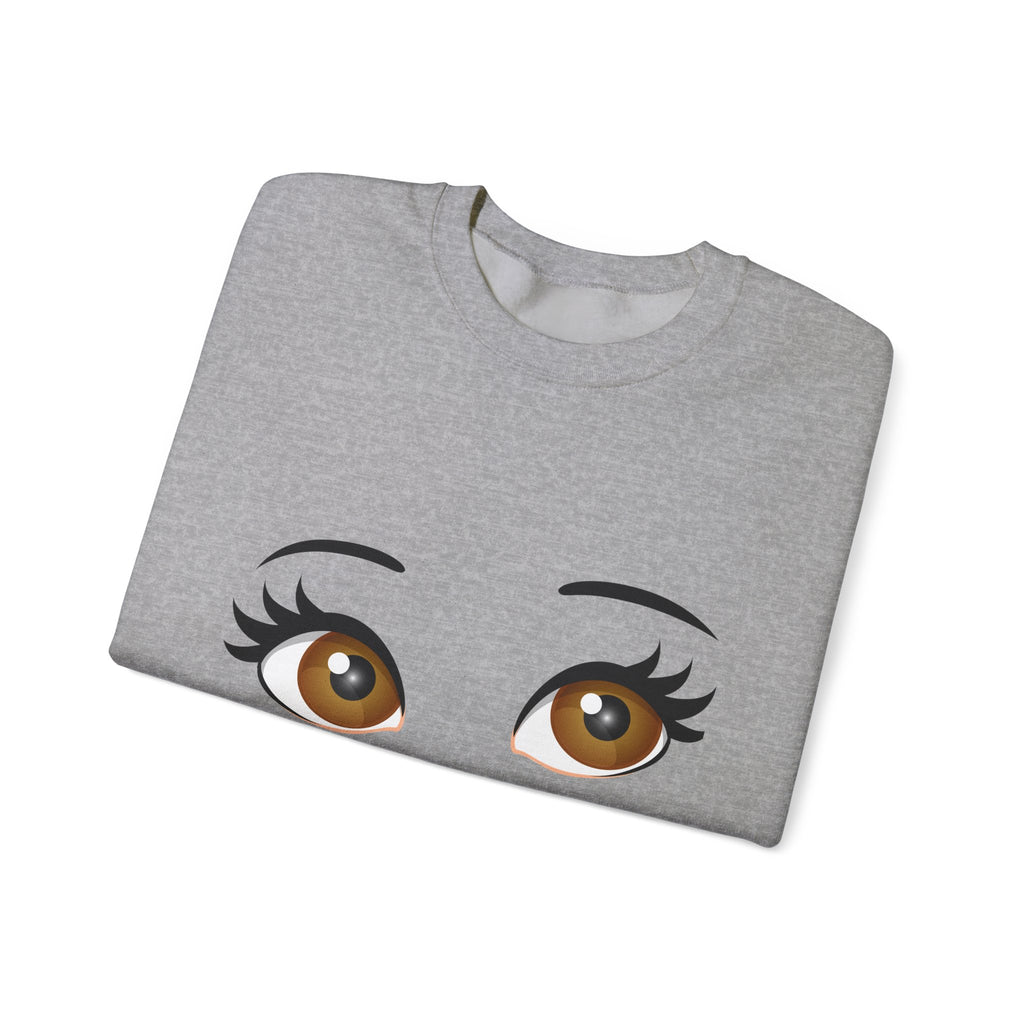Kiss Face Crewneck Sweatshirt – Cute Big Eyes & Pink Lip Print