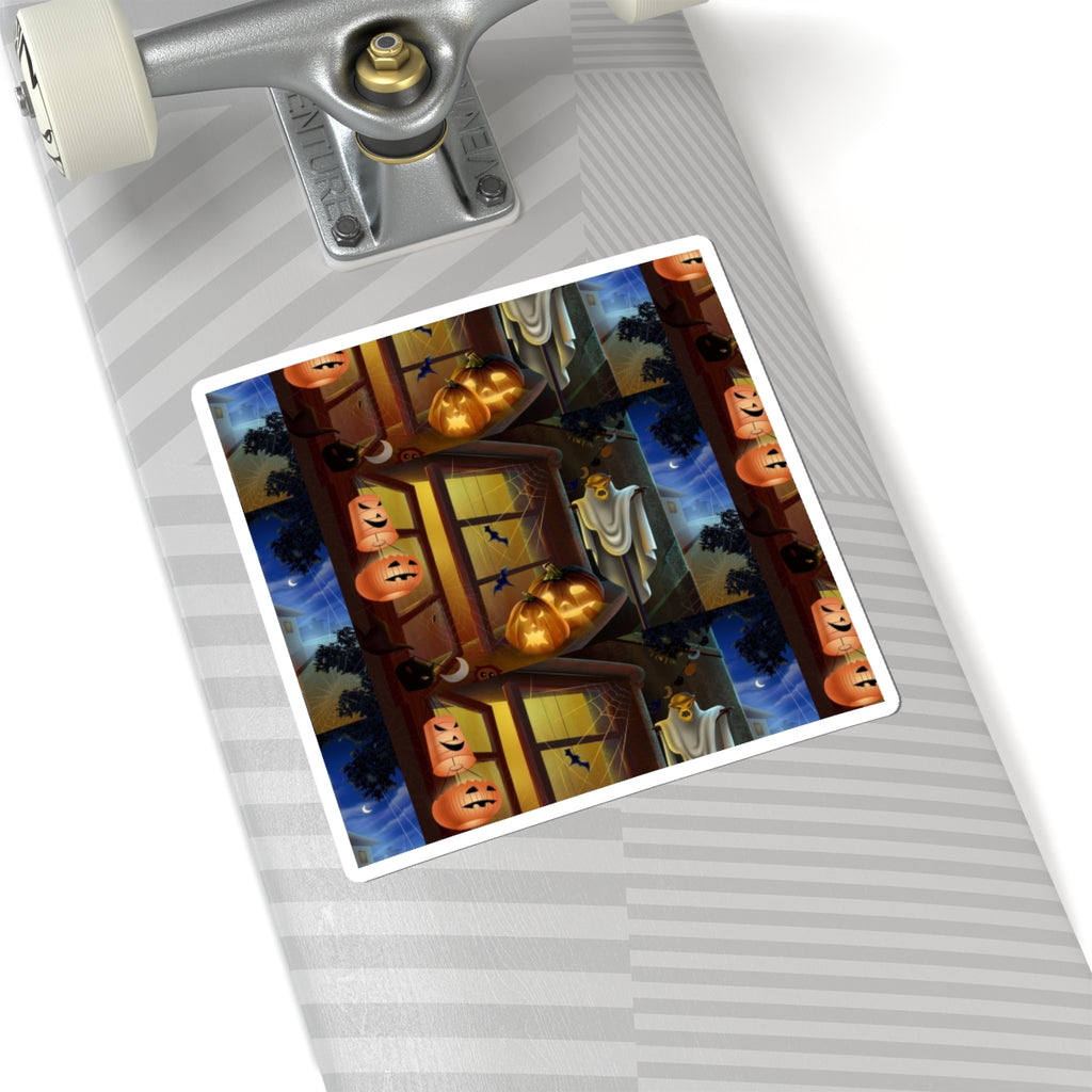 Halloween Haunted House Kiss-Cut Sticker (Pumpkins & Ghosts)
