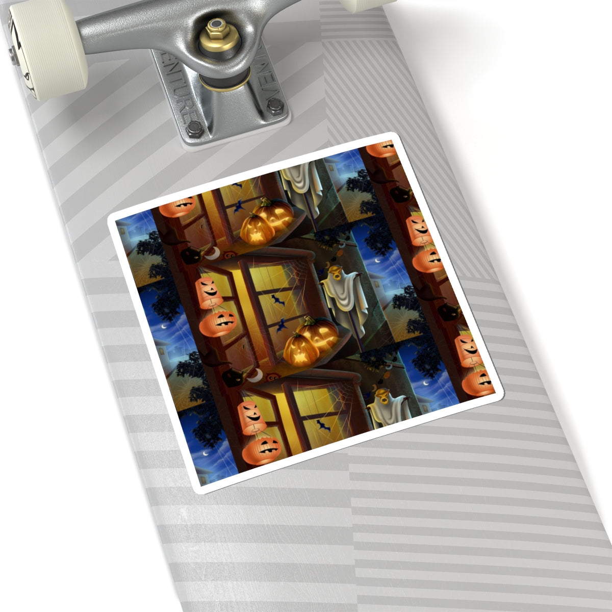Halloween Haunted House Kiss-Cut Sticker (Pumpkins & Ghosts)
