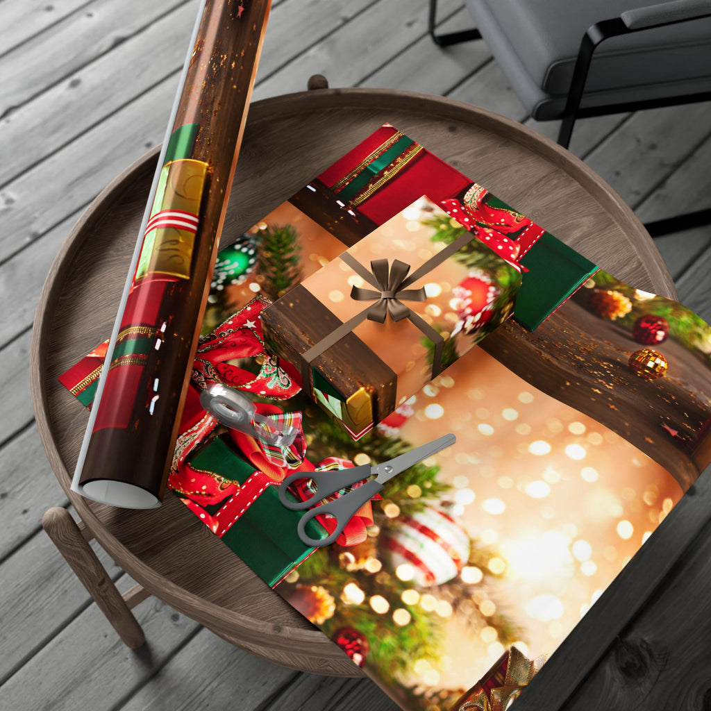 Christmas Gift Wrap Paper — Festive Presents & Bokeh Lights Holiday Wrapping